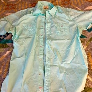 PDC men’s xxl ss button down teal shirt, brand new never worn